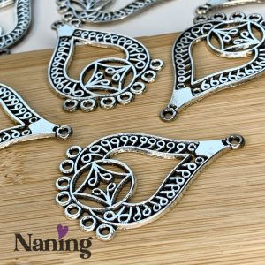 Medál - fülbevaló medál - 42x27mm - antik ezüst