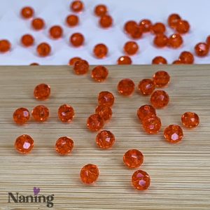 Csiszolt üveggyöngy, fánk - 4mm - átlátszó piros