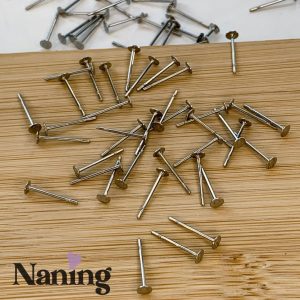 Rozsdamentes acél -  fülbevaló alap - nikkelszín - 1 pár