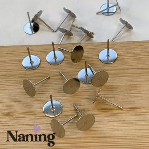 Rozsdamentes acél -  fülbevaló alap - nikkelszín - 1 pár