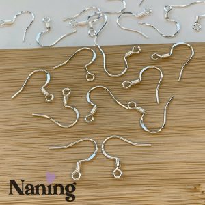 Ezüstözött, rozsdamentes acél -  fülbevaló alap - 1 pár